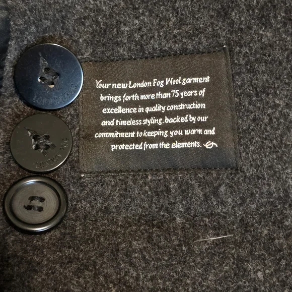 London Fog Womens Winter Wool Pea Coat Sz Med Dark Gray/Black W/ Hood - Picture 6 of 6